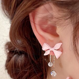 Elegant Pink Bow Earrings N801